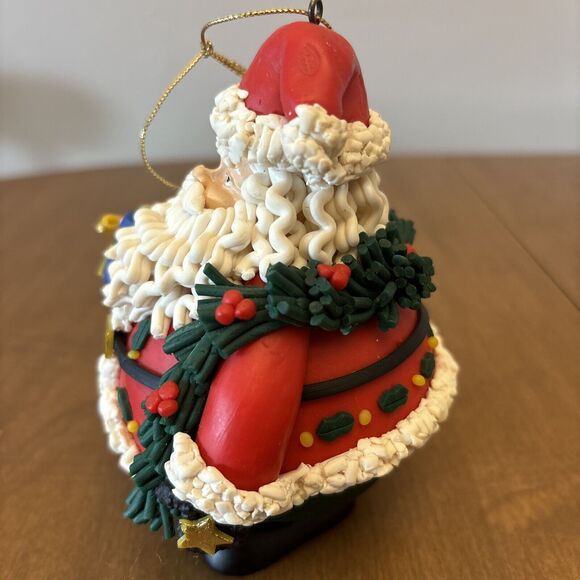 Traditions Glass Character Christmas Ornament Santa w/Present - Picture 2 of 5